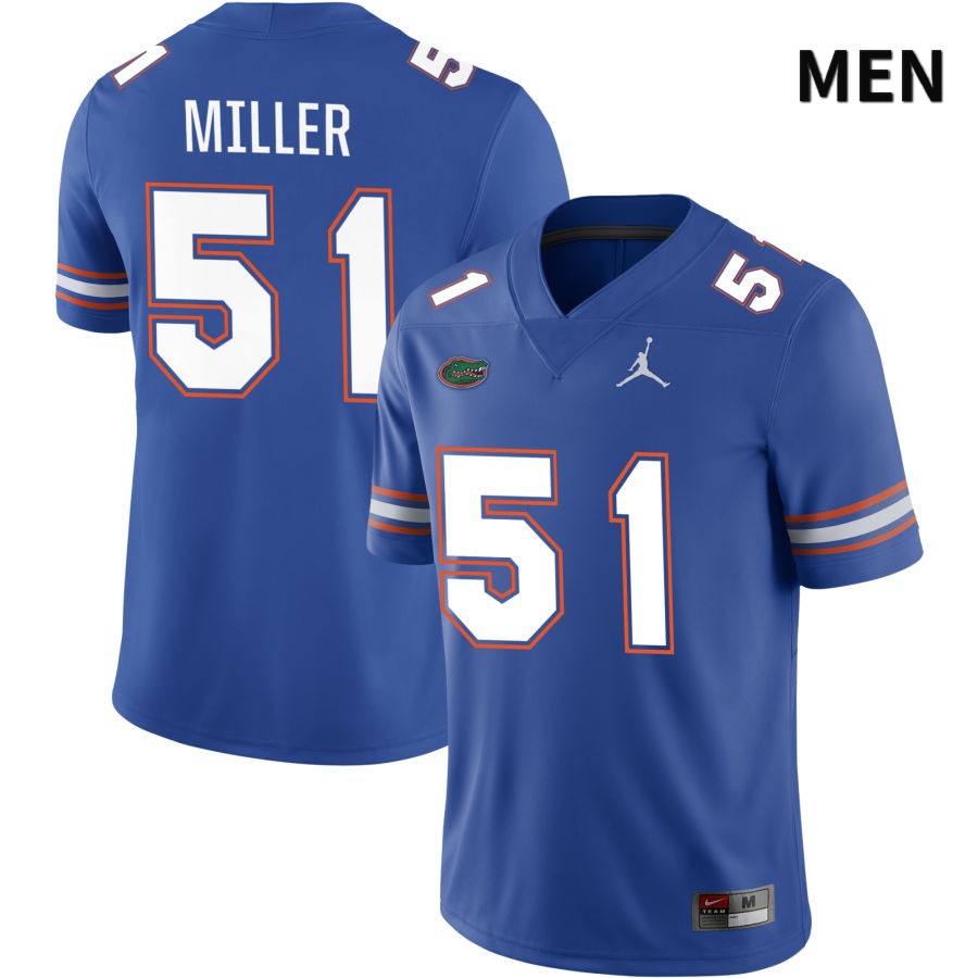 NCAA Florida Gators Ventrell Miller Men's #51 Jordan Brand Royal 2022 NIL Stitched Authentic College Football Jersey XUJ2564BI